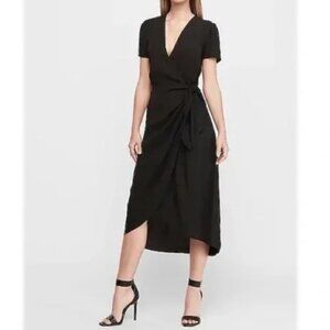 Express Black Wrap Midi Dress